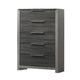Joho Tall Dresser Chest | 5 Storage Drawers Metal Handles | Gray Wood BM333903