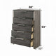 Joho Tall Dresser Chest | 5 Storage Drawers Metal Handles | Gray Wood BM333903