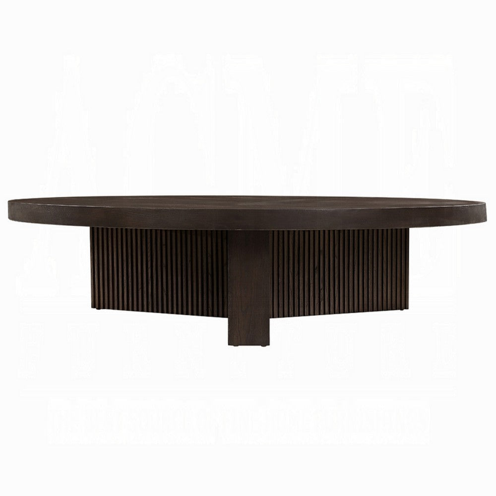 Round Coffee Table | 60’’ | Espresso Brown Wood | Tri Fluted Legs BM333904