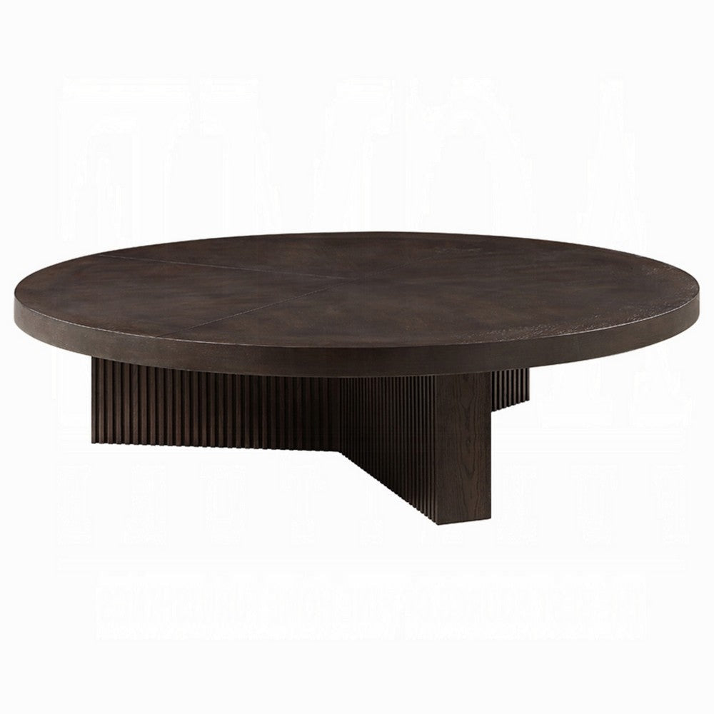 Round Coffee Table | 60’’ | Espresso Brown Wood | Tri Fluted Legs BM333904