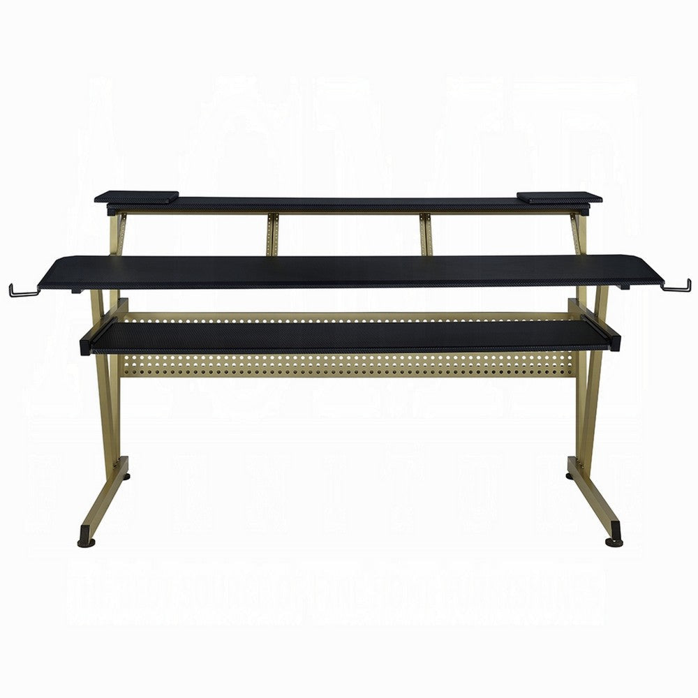 Vion 71’’ Music Producer Desk for Computer | Black | 3 Tier Shelves
