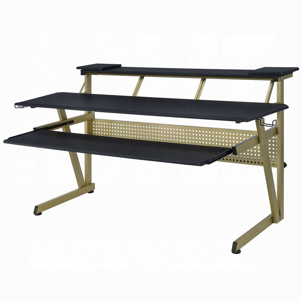 Vion 71’’ Music Producer Desk for Computer | Black | 3 Tier Shelves