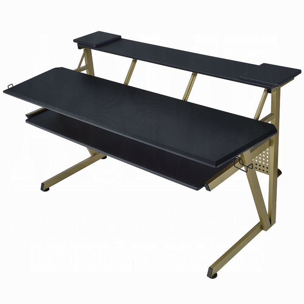 Vion 71’’ Music Producer Desk for Computer | Black | 3 Tier Shelves
