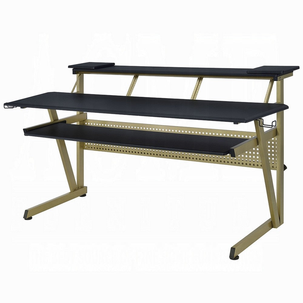 Vion 71" Music Producer Desk for Computer | Black | 3 Tier Shelves