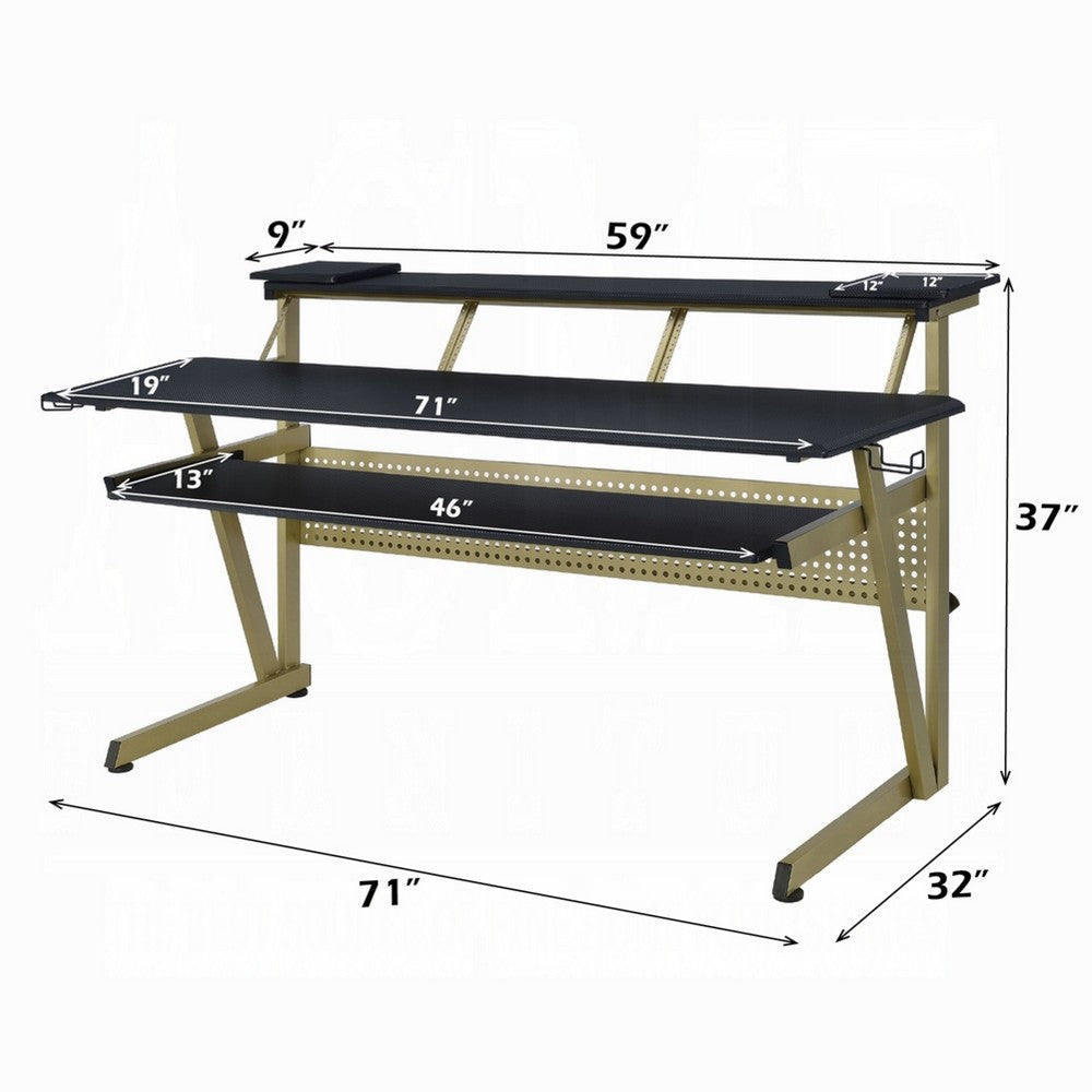 Vion 71’’ Music Producer Desk for Computer | Black | 3 Tier Shelves