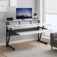 Vion 71" Music Producer Desk for Computer | White | Keyboard Tray