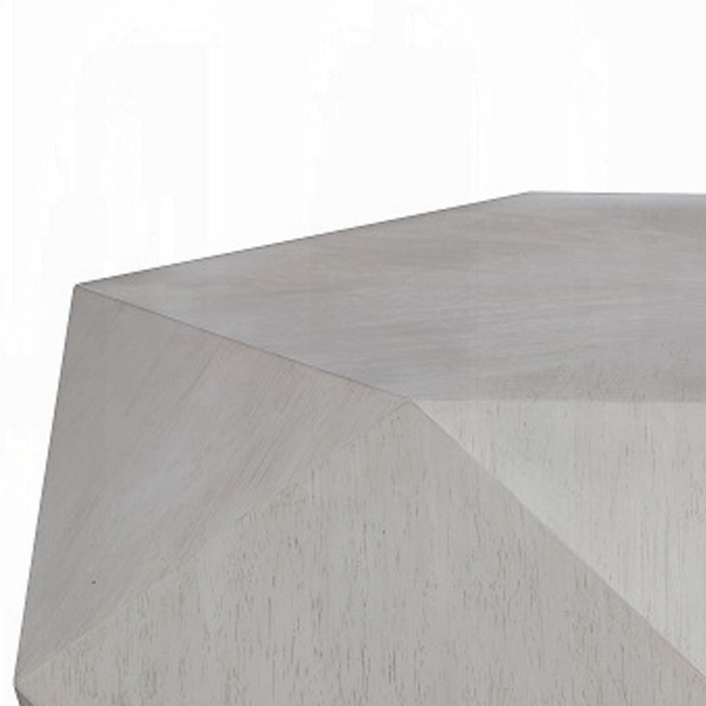 Hano Coffee Table | White Rubberwood | 50’’ | Geometric Plinth Base BM333907