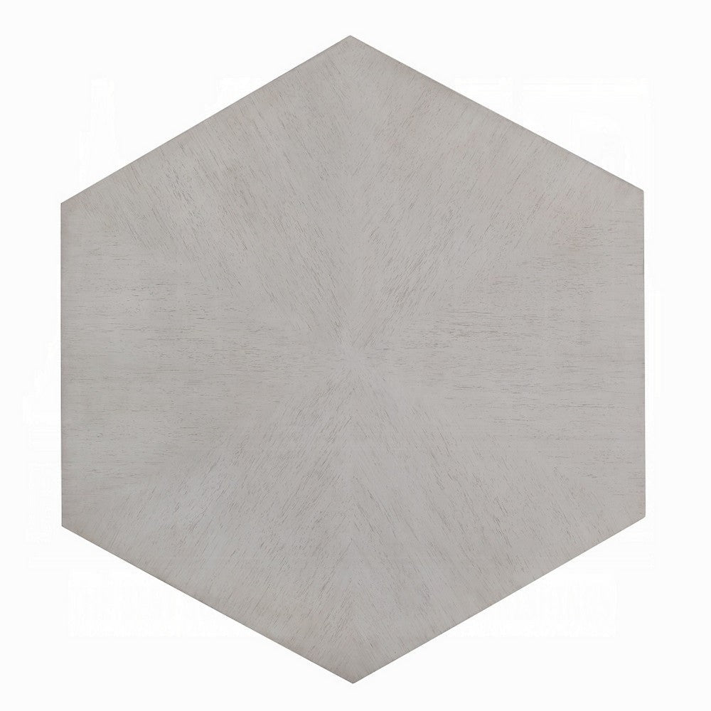 Hano Coffee Table | White Rubberwood | 50’’ | Geometric Plinth Base BM333907