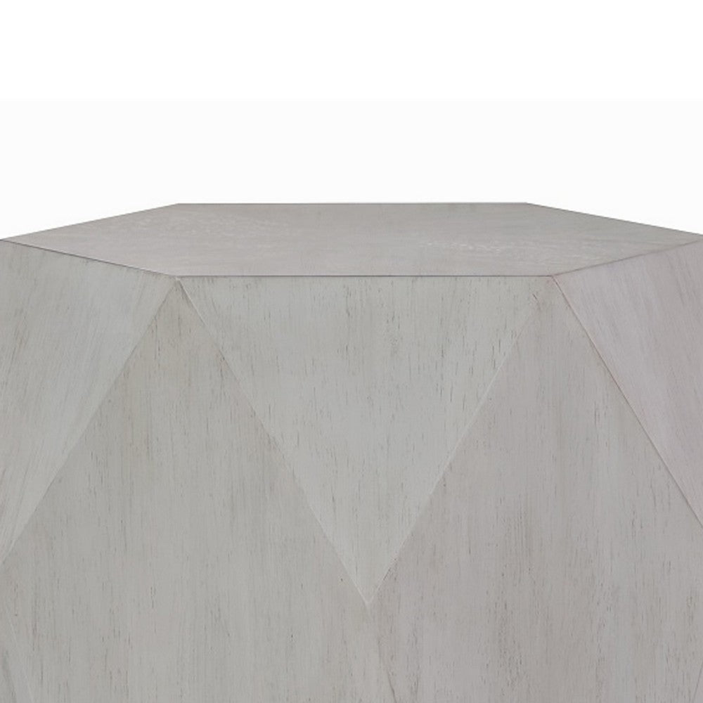 Hano Side End Table | White Rubberwood | 22’’ | Geometric Design Body BM333908
