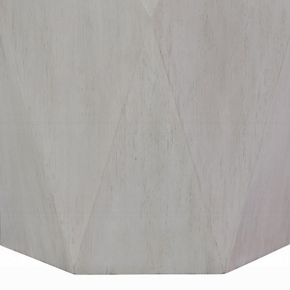 Hano Side End Table | White Rubberwood | 22’’ | Geometric Design Body BM333908