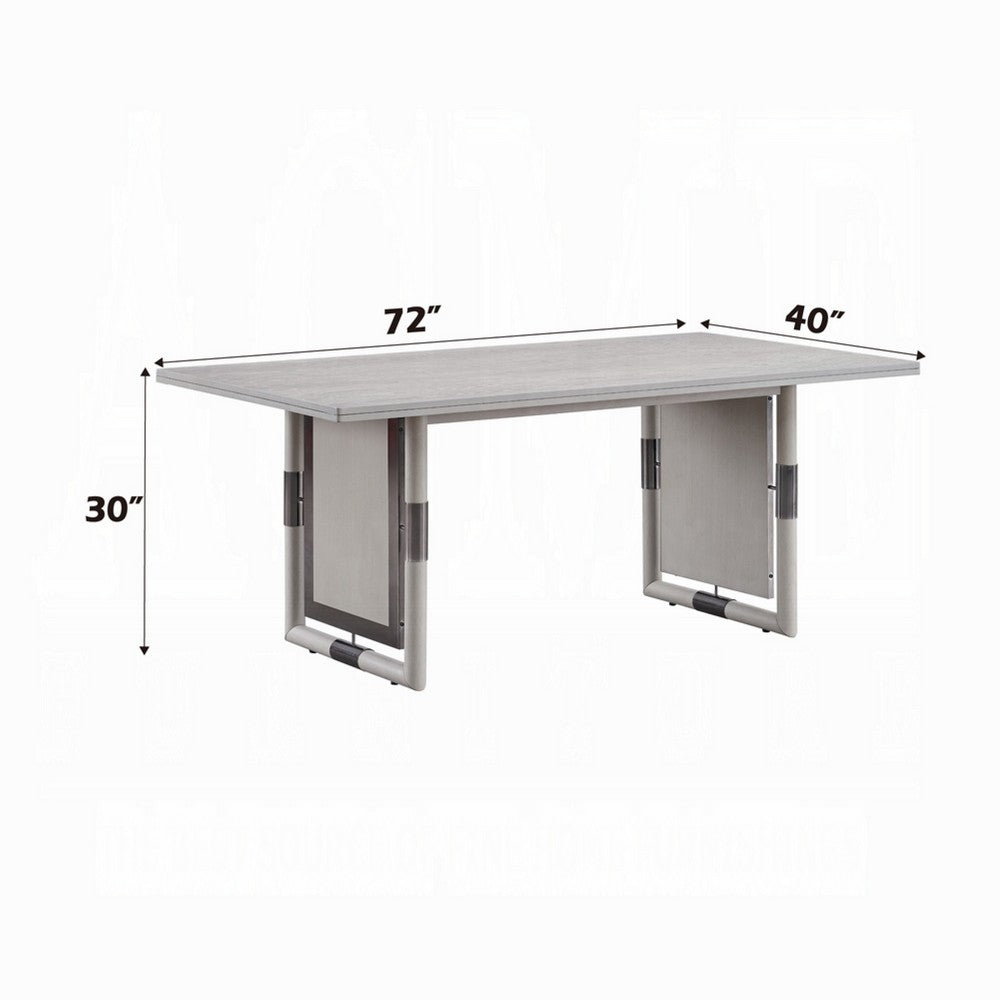 Mori Dining Table | 72" Rectangular Top w Panel Legs | Natural Gray