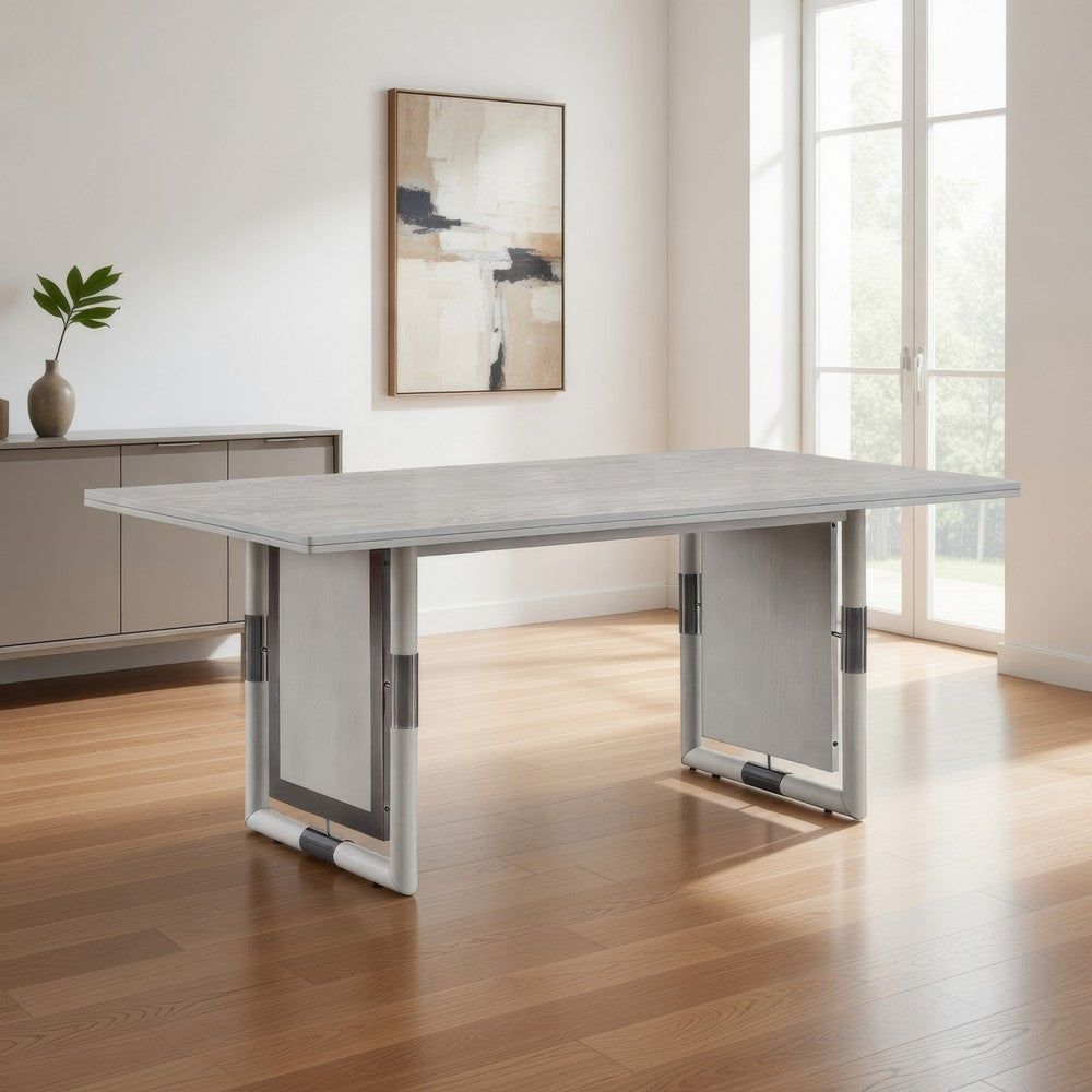Mori Dining Table | 72" Rectangular Top w Panel Legs | Natural Gray