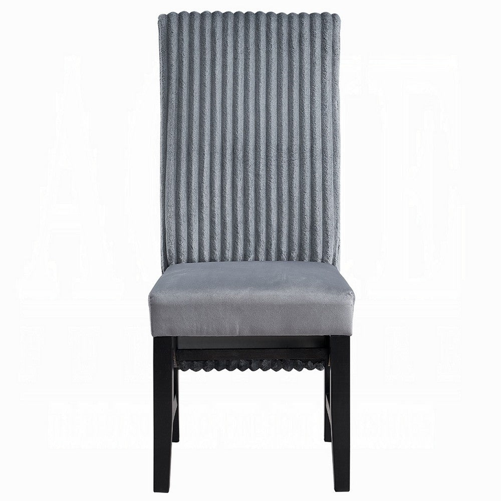 Jory Dining Chair Set of 2 | Padded Seat n Back | Gray Corduroy Black BM333913
