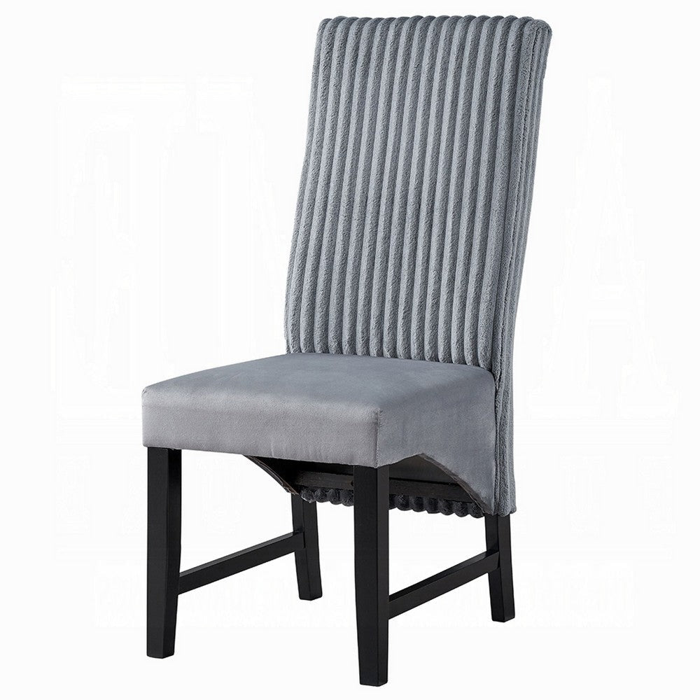 Jory Dining Chair Set of 2 | Padded Seat n Back | Gray Corduroy Black BM333913