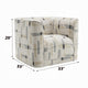 Lenu Swivel Accent Sofa Chair | Beige Pattern Fabric Boxy Padded Seat BM333916