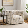 Lenu Swivel Accent Sofa Chair | Beige Pattern Fabric Boxy Padded Seat