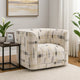 Lenu Swivel Accent Sofa Chair | Beige Pattern Fabric Boxy Padded Seat
