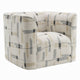 Lenu Swivel Accent Sofa Chair | Beige Pattern Fabric Boxy Padded Seat