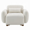 Loem Sofa Chair w Accent Pillow | Box Style Seat | Beige Boucle Fabric BM333917