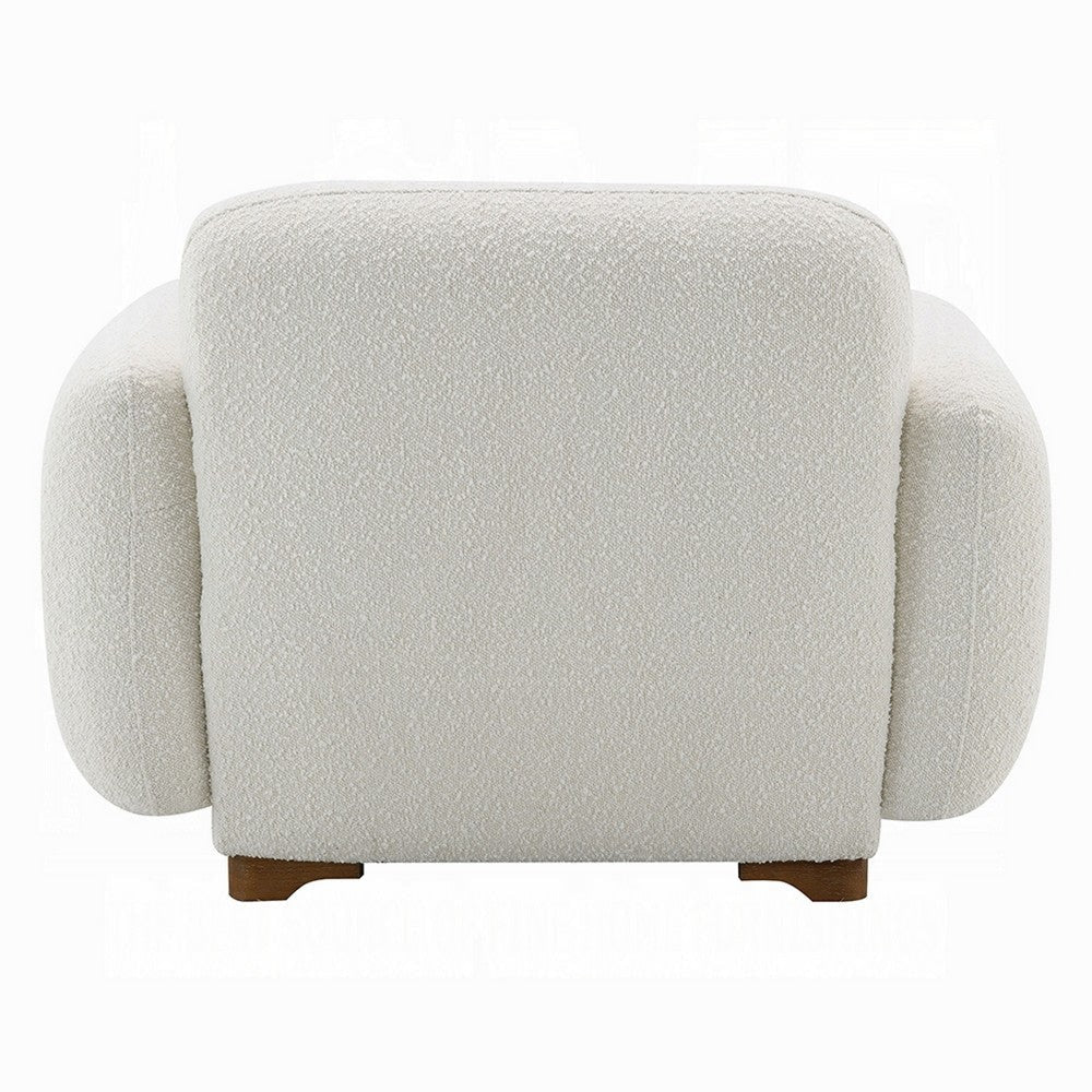 Loem Sofa Chair w Accent Pillow | Box Style Seat | Beige Boucle Fabric BM333917