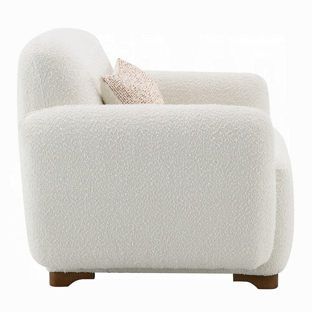 Loem Sofa Chair w Accent Pillow | Box Style Seat | Beige Boucle Fabric BM333917