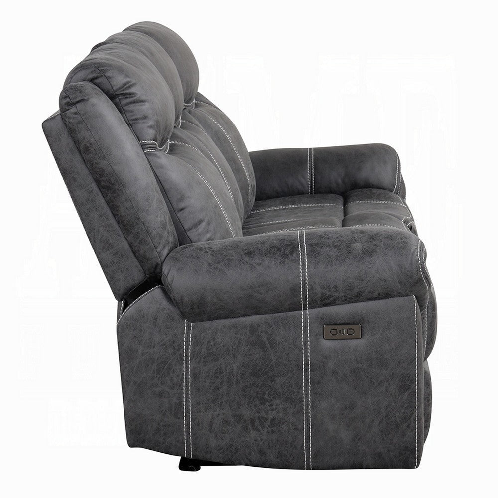 Hesy Power Motion Recliner Sofa w Drop Down Table | Dark Gray 85’’ BM333920