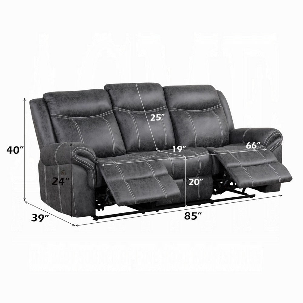Hesy Power Motion Recliner Sofa w Drop Down Table | Dark Gray 85’’ BM333920