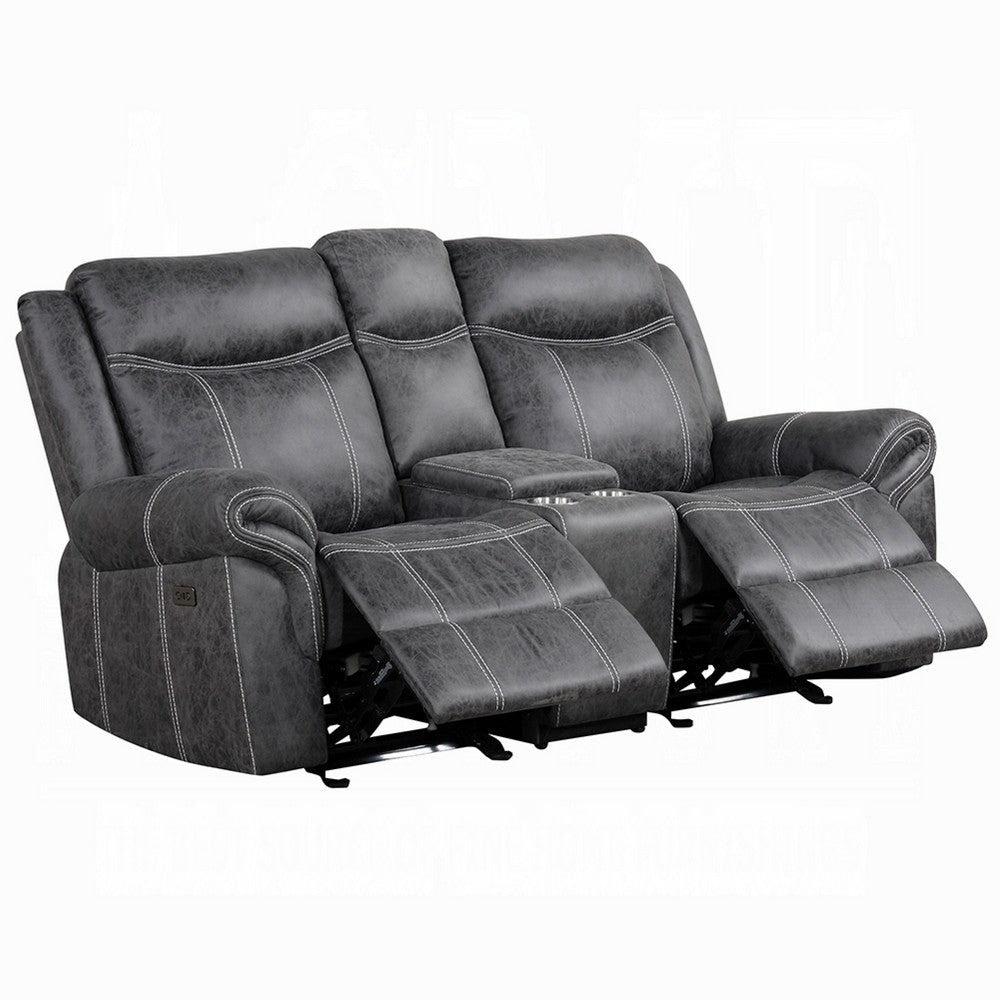 Hesy Power Motion Recliner Loveseat w Console | Dark Gray 75’’ BM333921