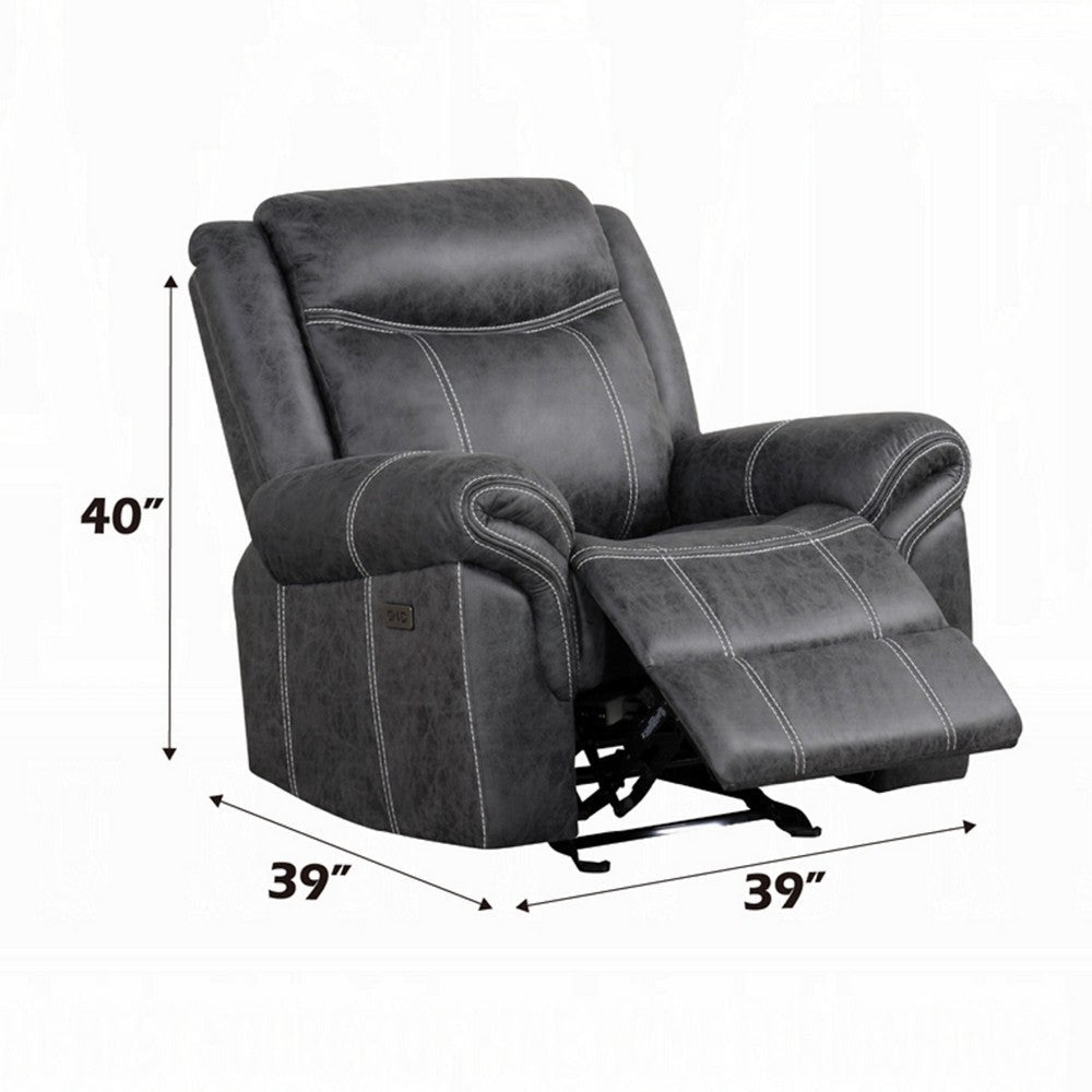 Hesy Power Motion Recliner Chair | USB Ports | Dark Gray Microfiber BM333922