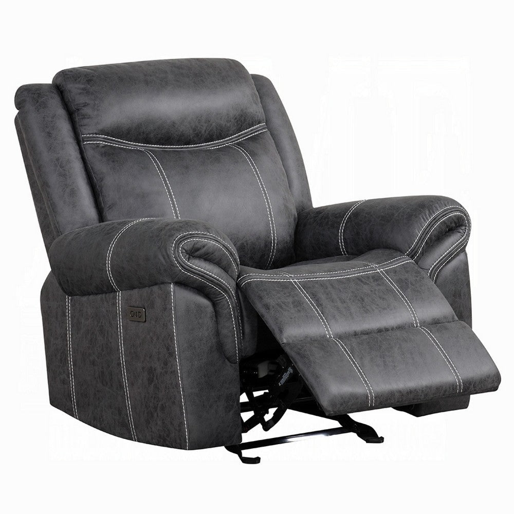 Hesy Power Motion Recliner Chair | USB Ports | Dark Gray Microfiber BM333922