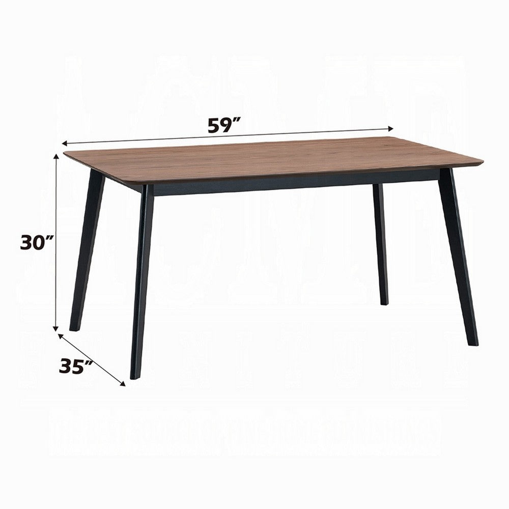 Bery Dining Table | 59" Rectangular Brown Top | Scandinavian Black