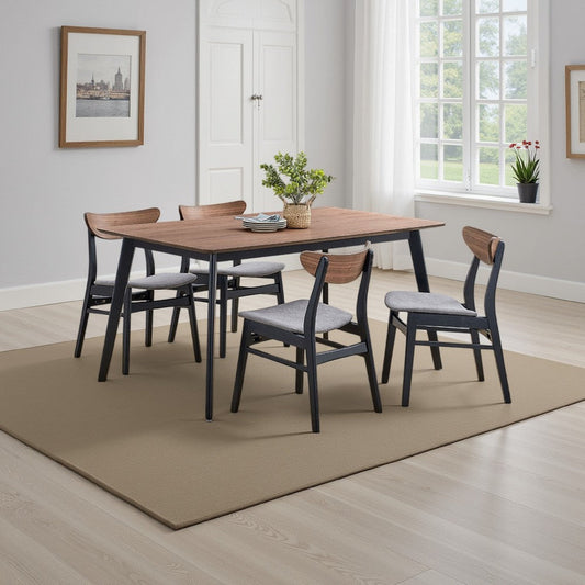 Bery Dining Table | 59" Rectangular Brown Top | Scandinavian Black