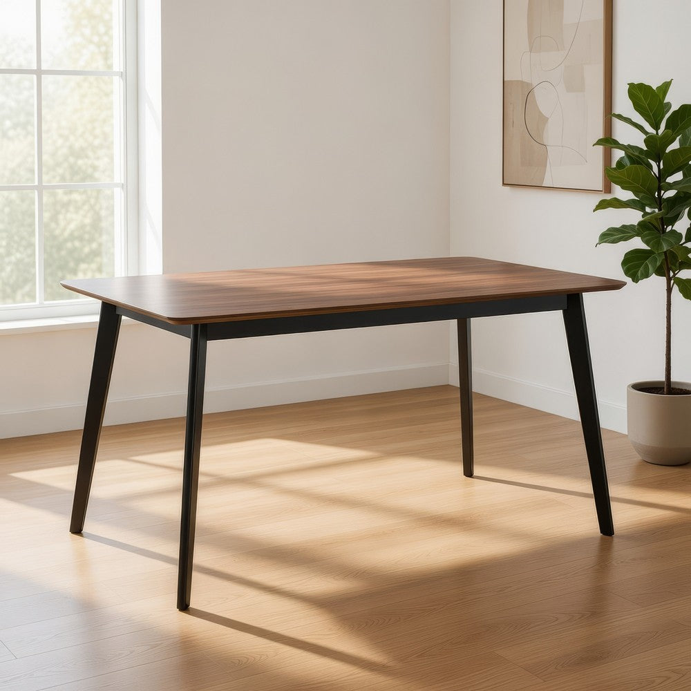 Bery Dining Table | 59" Rectangular Brown Top | Scandinavian Black