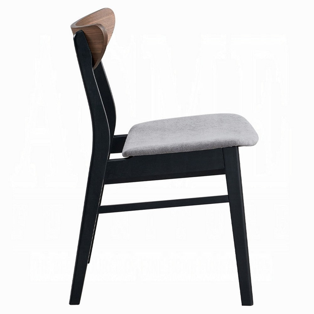 Bery Dining Side Chair Set of 2 | Gray Linen Seat | Scandinavian Black BM333930