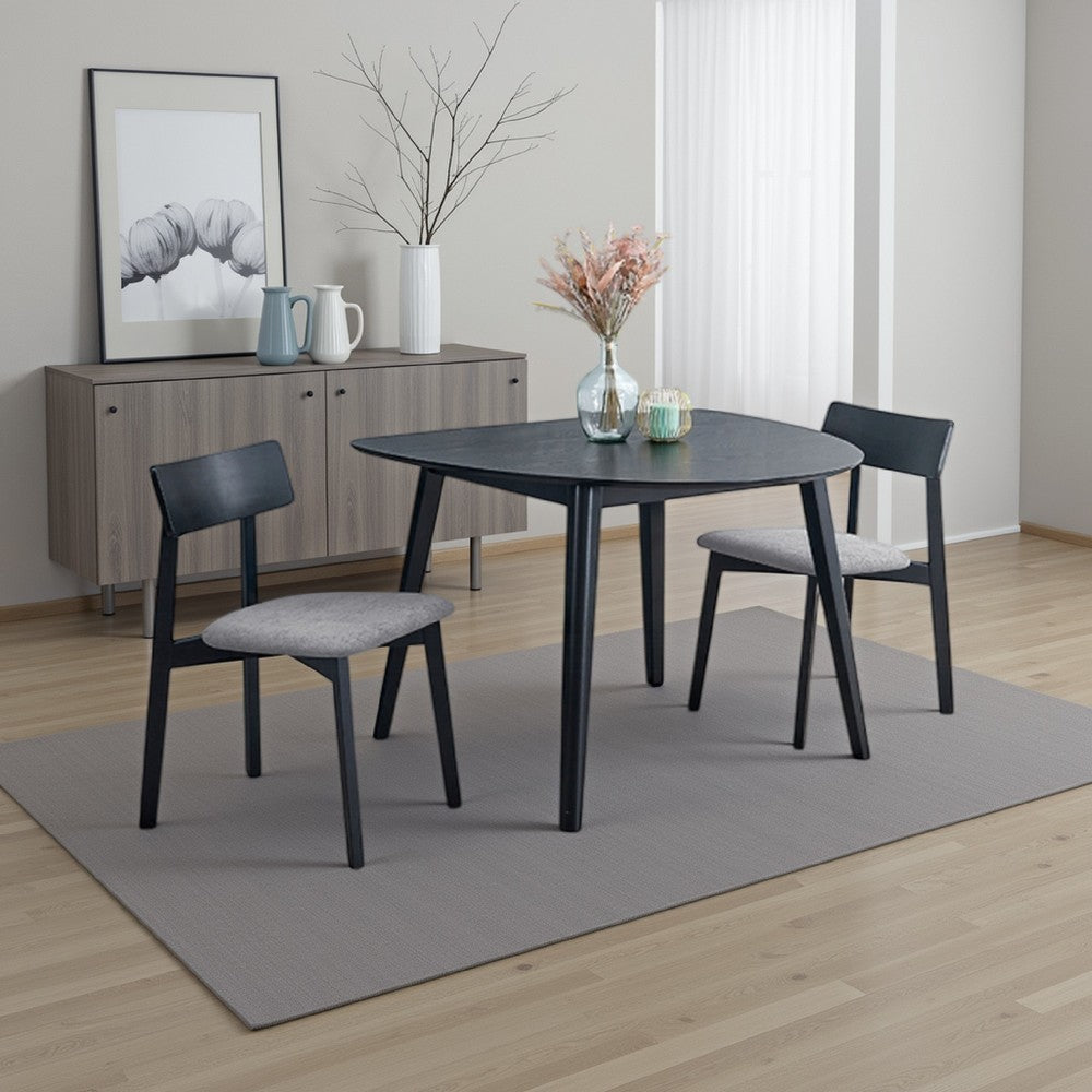 Rory Dining Table | 43" Half Moon Round Top | Scandinavian Black Wood