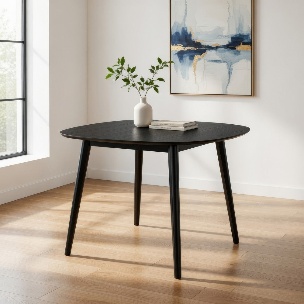 Rory Dining Table | 43" Half Moon Round Top | Scandinavian Black Wood