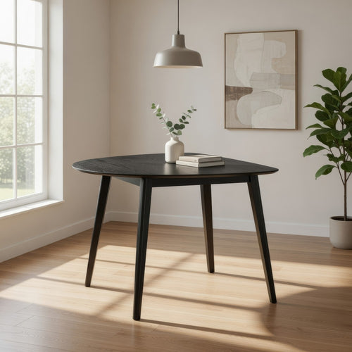 Rory Dining Table | 43" Half Moon Round Top | Scandinavian Black Wood
