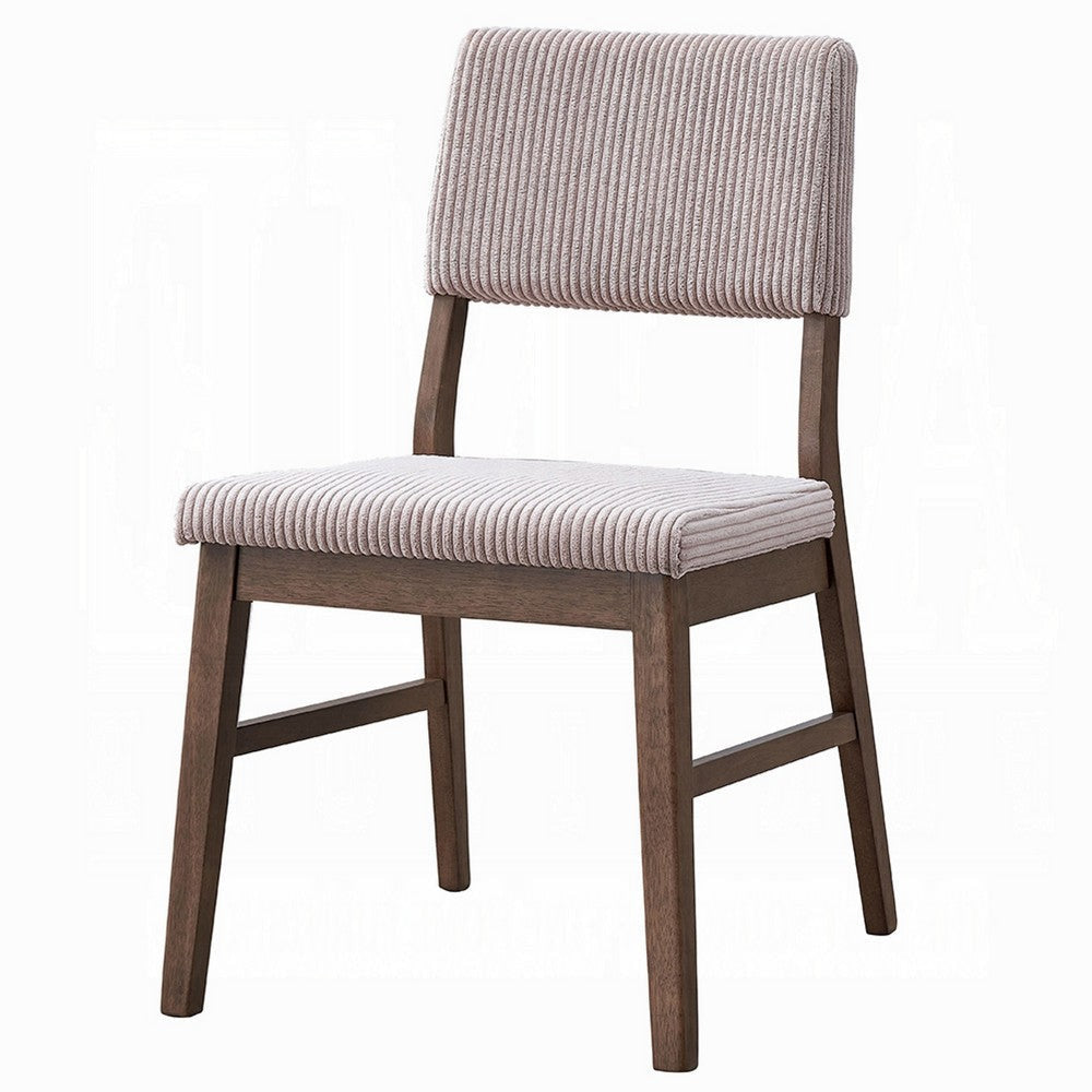 Koen Dining Side Chair Set of 2 | Beige Corduroy Cushion Walnut Brown BM333933
