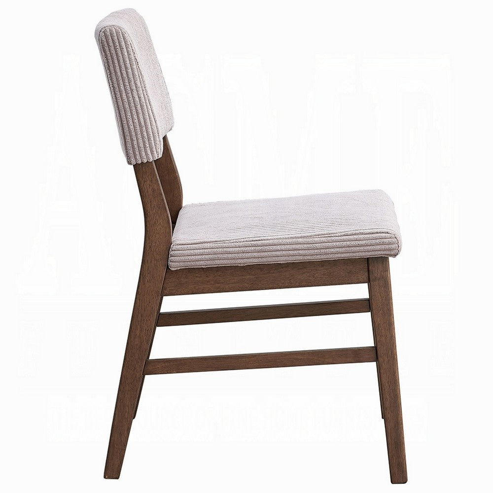 Koen Dining Side Chair Set of 2 | Beige Corduroy Cushion Walnut Brown BM333933