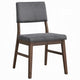 Koen Dining Side Chair Set of 2 | Dark Gray Corduroy | Walnut Brown