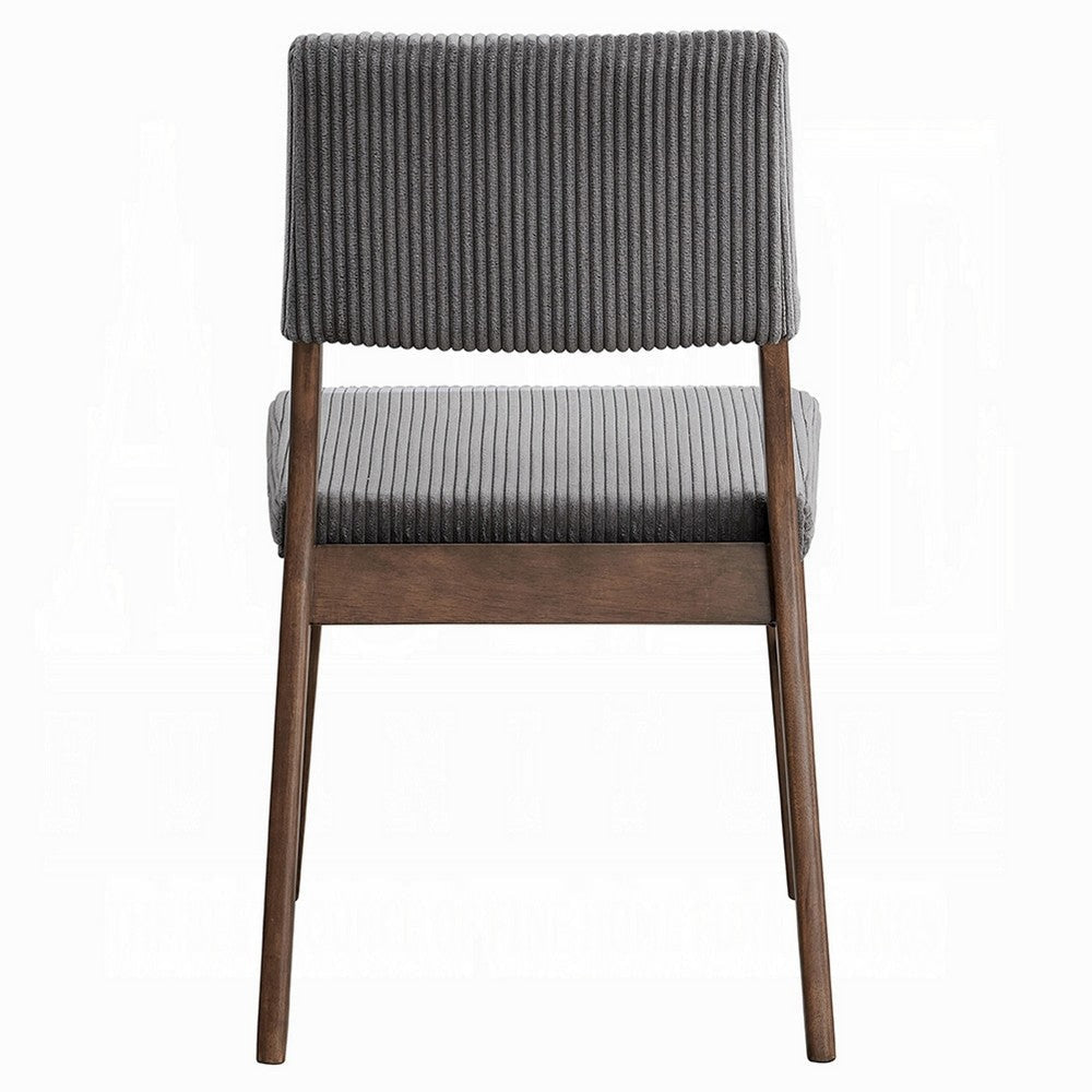 Koen Dining Side Chair Set of 2 | Dark Gray Corduroy | Walnut Brown BM333934