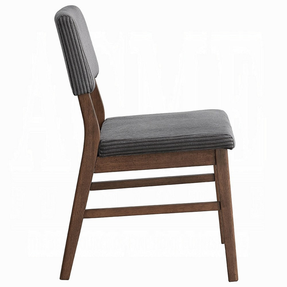 Koen Dining Side Chair Set of 2 | Dark Gray Corduroy | Walnut Brown BM333934