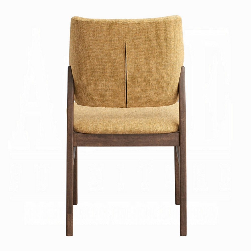 Nory Dining Side Chair Set of 2 | Yellow Linen Cushions | Walnut Brown BM333935