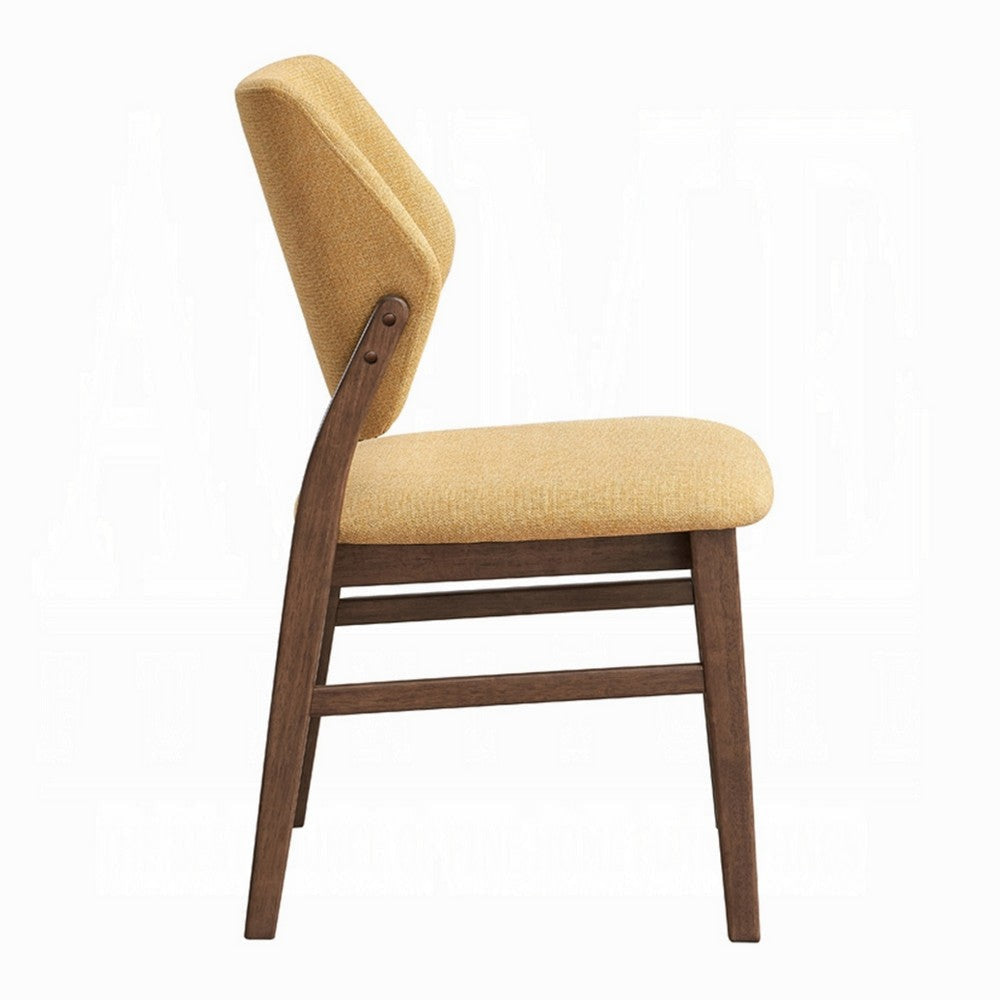 Nory Dining Side Chair Set of 2 | Yellow Linen Cushions | Walnut Brown BM333935
