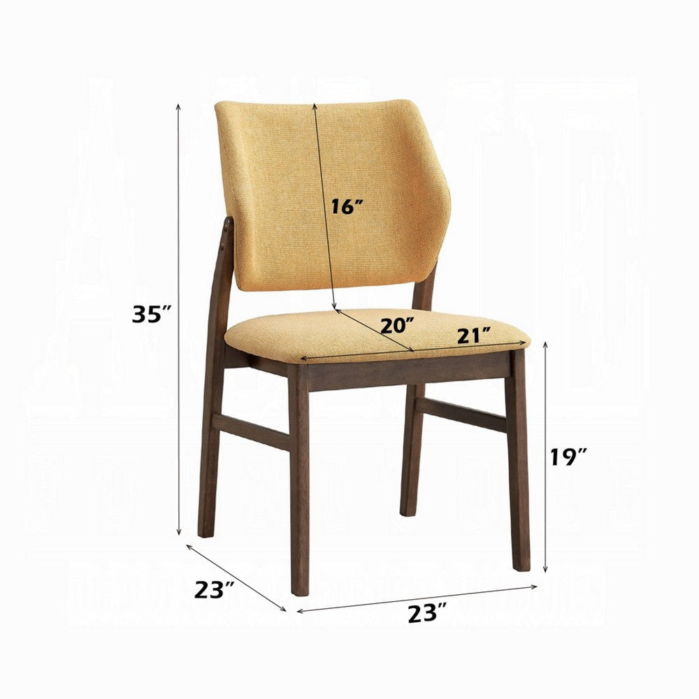 Nory Dining Side Chair Set of 2 | Yellow Linen Cushions | Walnut Brown BM333935