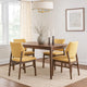 Nory Dining Side Chair Set of 2 | Yellow Linen Cushions | Walnut Brown
