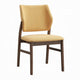 Nory Dining Side Chair Set of 2 | Yellow Linen Cushions | Walnut Brown