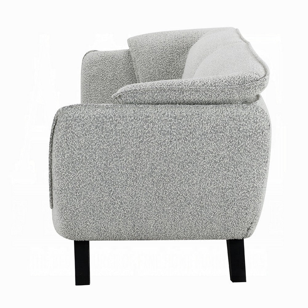 Naeli Sofa | Rounded Back | Light Gray Boucle | 86’’ Solid Pine Wood BM333936