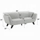 Naeli Sofa | Rounded Back | Light Gray Boucle | 86’’ Solid Pine Wood BM333936