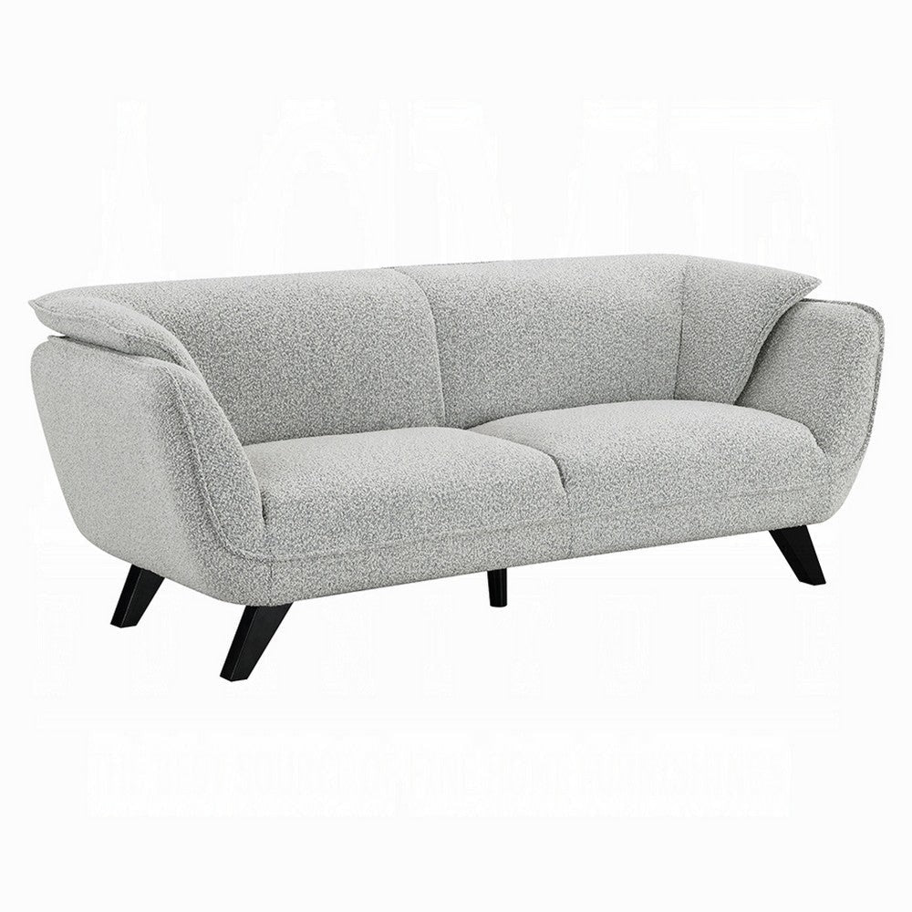 Naeli Sofa | Rounded Back | Light Gray Boucle | 86" Solid Pine Wood